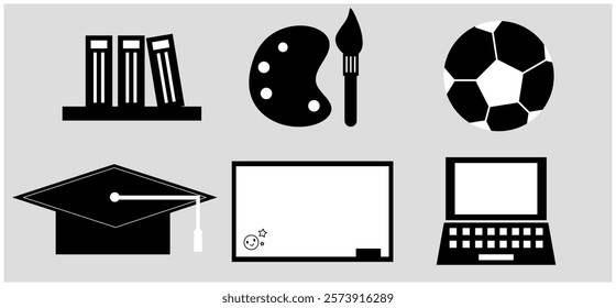 set of school vector element.
school icon set.
eduaction silhouette icon.
school sticker set.