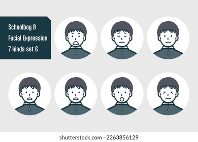 Set of Schoolboy bust shot illustrations.