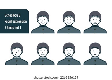 Set of Schoolboy bust shot illustrations.