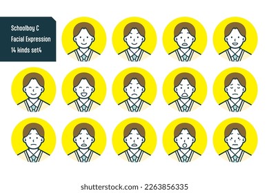Set of Schoolboy bust shot illustrations.