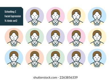 Set of Schoolboy bust shot illustrations.