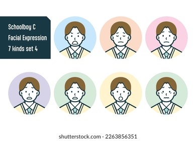 Set of Schoolboy bust shot illustrations.