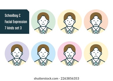 Set of Schoolboy bust shot illustrations.