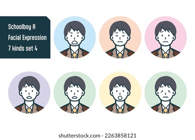 Set of Schoolboy bust shot illustrations.