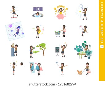 A set of schoolgirl about hobbies and lifestyle.type B.It's vector art so easy to edit.