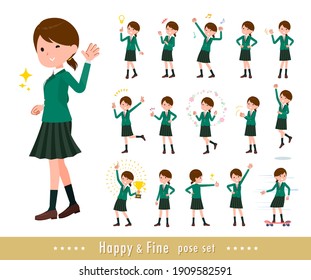 A set of schoolgirl in a cheerful pose.It's vector art so easy to edit.