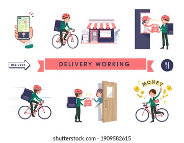 A set of schoolgirl doing delivery work.It's vector art so easy to edit.