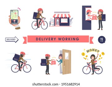 A set of schoolgirl doing delivery work.It's vector art so easy to edit.