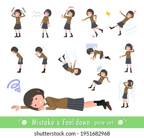 A set of schoolgirl expressing failure and depression.It's vector art so easy to edit.