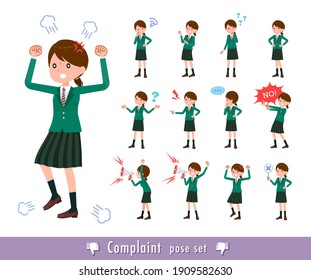 A set of schoolgirl expressing their discontent.It's vector art so easy to edit.