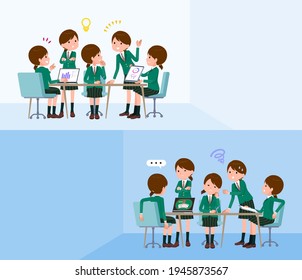 A set of schoolgirl having an intracerebral meeting.It's vector art so easy to edit.