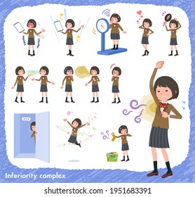 A set of schoolgirl on inferiority complex.It's vector art so easy to edit.