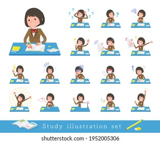 A set of schoolgirl on study.It's vector art so easy to edit.