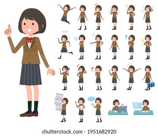 A set of schoolgirl with who express various emotions.It's vector art so easy to edit.