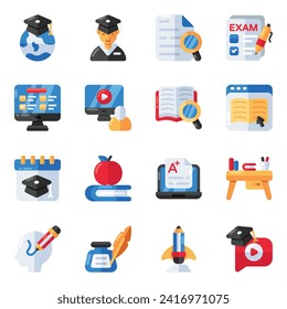 Set of Schooling Flat Icons

