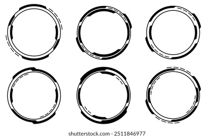 Set of sci fi black circle user interface elements technology futuristic design modern creative on white background vector illustration.