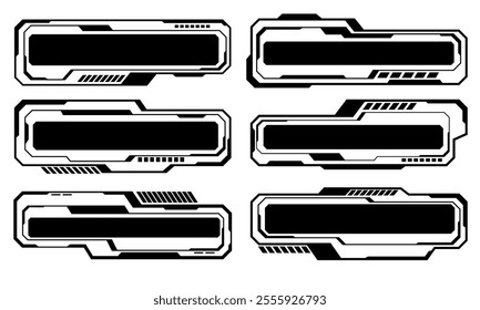 Set of sci fi black data user interface elements technology futuristic design modern creative on white background vector illustration.