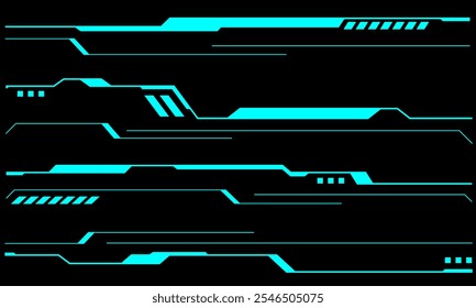 Set of sci fi blue cyber line set user interface elements technology futuristic design modern creative on black background vector illustration.