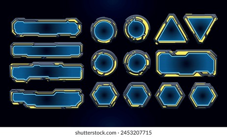 Set of Sci Fi Cartoon User Interface Elements. Futuristic Abstract HUD. Good for game UI.  Vector Illustration EPS10