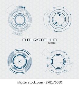 Set of sci fi futuristic user interfaces on grey background. Vector illustration.