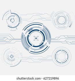 Set of sci fi futuristic user interfaces on grey background. Vector illustration.