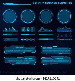 Set of Sci Fi Modern User Interface Elements. Futuristic Abstract HUD. Good for game UI. Vector Illustration EPS10