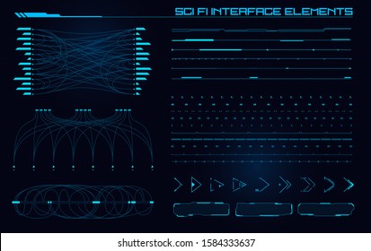 Set of Sci Fi Modern User Interface Elements. Futuristic Abstract HUD. Good for game UI. Vector Illustration EPS10