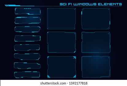 Set of Sci Fi Modern User Interface Elements. Futuristic Abstract HUD. Good for game UI. Windows elements for infographics. Vector Illustration EPS10