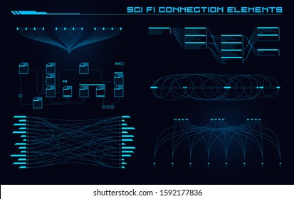 Set of Sci Fi Modern User Interface Elements. Futuristic Abstract HUD. Good for game UI. Connection elements for data infographics. Vector Illustration EPS10