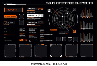 Set of Sci Fi Modern User Interface Elements. Futuristic Abstract HUD. Good for game UI. Vector Illustration EPS10