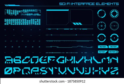 Set of Sci Fi Modern User Interface Elements. Futuristic Abstract HUD. Good for game UI. Vector Illustration EPS10