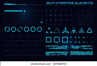 Set of Sci Fi Modern User Interface Elements. Futuristic Abstract HUD. Good for game UI. Vector Illustration EPS10