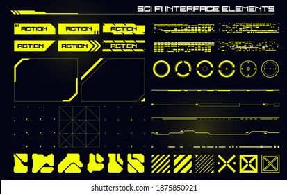 Set of Sci Fi Modern User Interface Elements. Futuristic Abstract HUD. Good for game UI. Vector Illustration EPS10