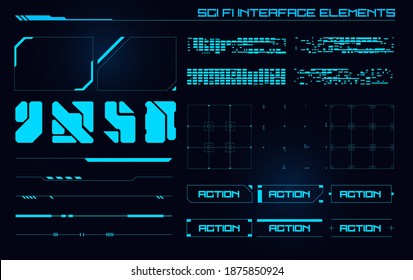 Set of Sci Fi Modern User Interface Elements. Futuristic Abstract HUD. Good for game UI. Vector Illustration EPS10