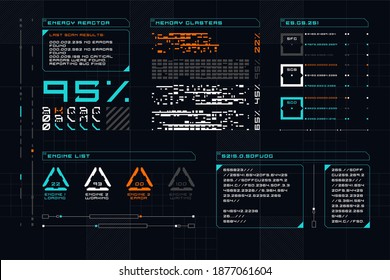 Set of Sci Fi Modern User Interface Elements. Futuristic Abstract HUD. Good for game UI. Vector Illustration EPS10