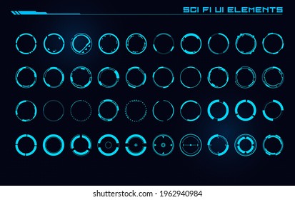 Set of Sci Fi Modern User Interface Elements. Futuristic Abstract HUD. Good for game UI. Circle elements for data infographics. Vector Illustration EPS10	