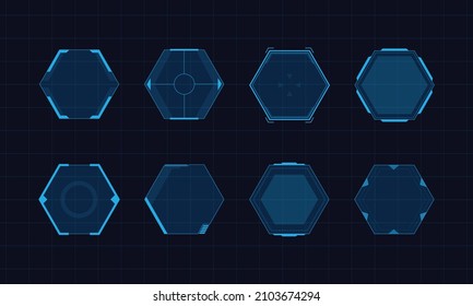 Set of sci fi modern user interface elements futuristic abstract hexagon hud