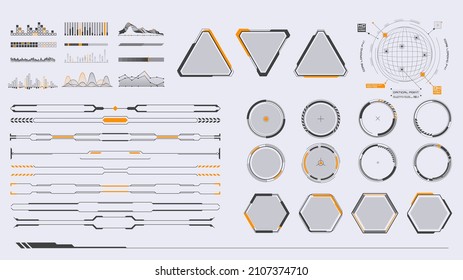 Set of Sci Fi Modern User Interface Elements. Futuristic Abstract HUD. Good for game UI. Vector Illustration EPS10