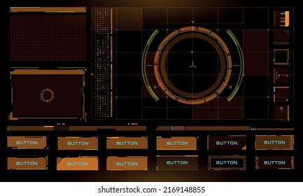 Set of Sci Fi Modern User Interface Elements. Futuristic Abstract HUD. Good for game UI. Vector Illustration EPS10