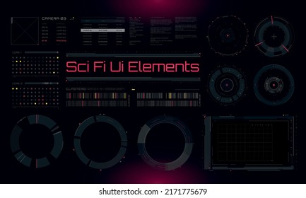 Set of Sci Fi Modern User Interface Elements. Futuristic Abstract HUD. Good for game UI. Vector Illustration EPS10