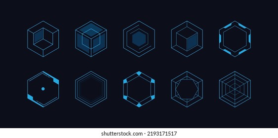 Conjunto de elementos de interfaz de usuario moderna de ciencia ficción hud hexágono abstracto futurista