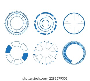 Set of Sci Fi Modern User Interface Elements. Futuristic Abstract HUD. Good for tech logo game UI. Circle elements for data infographics. Vector Illustration