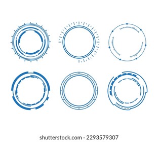 Set of Sci Fi Modern User Interface Elements. Futuristic Abstract HUD. Good for tech logo game UI. Circle elements for data infographics. Vector Illustration