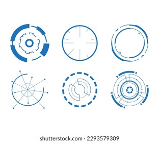 Set of Sci Fi Modern User Interface Elements. Futuristic Abstract HUD. Good for tech logo game UI. Circle elements for data infographics. Vector Illustration