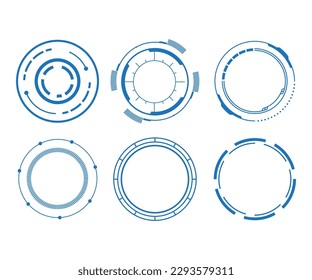 Set of Sci Fi Modern User Interface Elements. Futuristic Abstract HUD. Good for tech logo game UI. Circle elements for data infographics. Vector Illustration