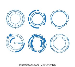 Set of Sci Fi Modern User Interface Elements. Futuristic Abstract HUD. Good for tech logo game UI. Circle elements for data infographics. Vector Illustration