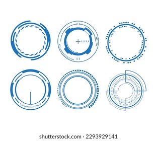 Set of Sci Fi Modern User Interface Elements. Futuristic Abstract HUD. Good for tech logo game UI. Circle elements for data infographics. Vector Illustration