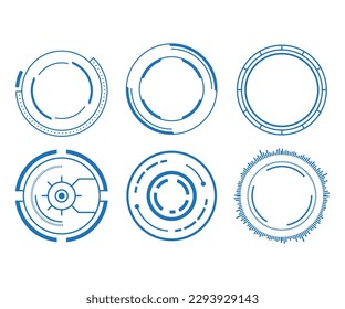 Set of Sci Fi Modern User Interface Elements. Futuristic Abstract HUD. Good for tech logo game UI. Circle elements for data infographics. Vector Illustration