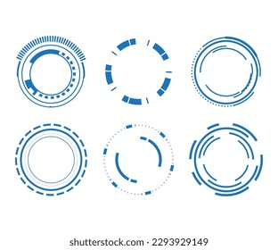 Set of Sci Fi Modern User Interface Elements. Futuristic Abstract HUD. Good for tech logo game UI. Circle elements for data infographics. Vector Illustration