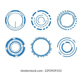 Set of Sci Fi Modern User Interface Elements. Futuristic Abstract HUD. Good for tech logo game UI. Circle elements for data infographics. Vector Illustration